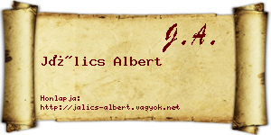 Jálics Albert névjegykártya